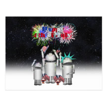 Robo-x9 Celebrates the 4th of July Night Sky Postcards