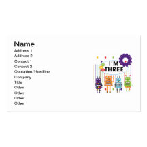 Robot 3rd Birthday T shirts and Gifts Business Card