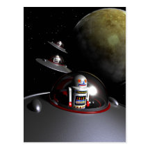 ROBOT - 7 Saucers Postcard