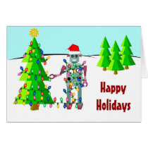 Robot avec des lumières de Noël cartes