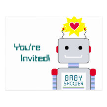 Robot Baby Shower Postcard Invitations