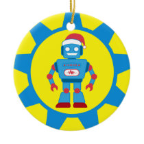 Robot bleu de Père Noël ornements