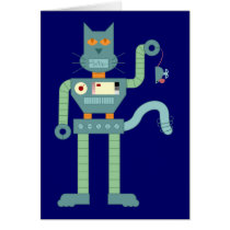 Robot Cat & Wind Up Mouse Card