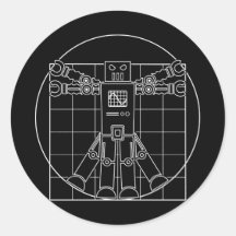Robot de da Vinci Vitruvian Adhésif Rond