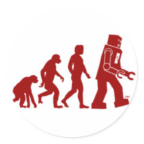 Robot Evolution - from man into robots Round Stickers