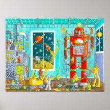 Robot Factory Illustration Print