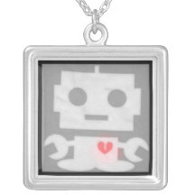 Robot feelings personalized necklace
