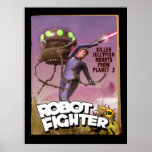 Robot Fighter Fake Pulp Cover Poster