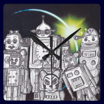 Robot Holiday 13 Clock wall clocks