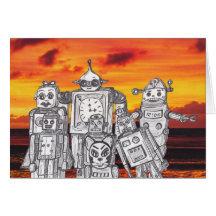 Robot Holiday 3 Greeting Cards