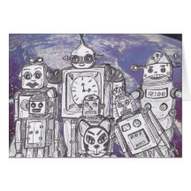 Robot Holiday 7 Greeting Card