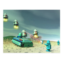 Robot Invasion From Above Postcard