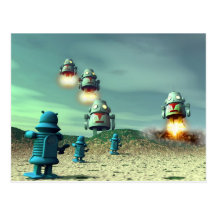 Robot Invasion From Above V2 Postcard