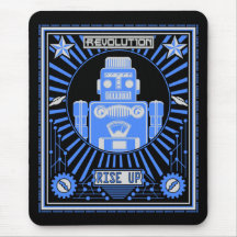 Robot Revolt Blue Mouse Pad