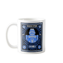 Robot Revolt Blue Coffee Mugs