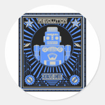 Robot Revolution Blue Stickers