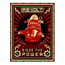 Robot Revolution Red postcards
