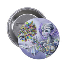 Robot Woman with a Starlike Love- Crystal Heart Pins