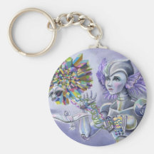 Robot Woman with a Starlike Love- Crystal Heart Keychains