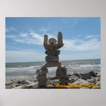 Roche de Galveston et homme de petit pain Affiches
