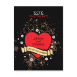 Rock and Roll Grungy Heart (Brown) Save the Date postcards
