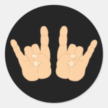 Rock and Roll Hand Sign Round Sticker