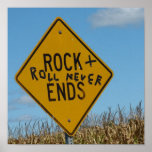 Rock and Roll Never Ends, Street Sign Graffiti posters