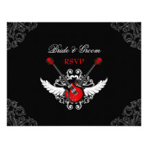 Rock and Roll wedding RSVP card Announcement
