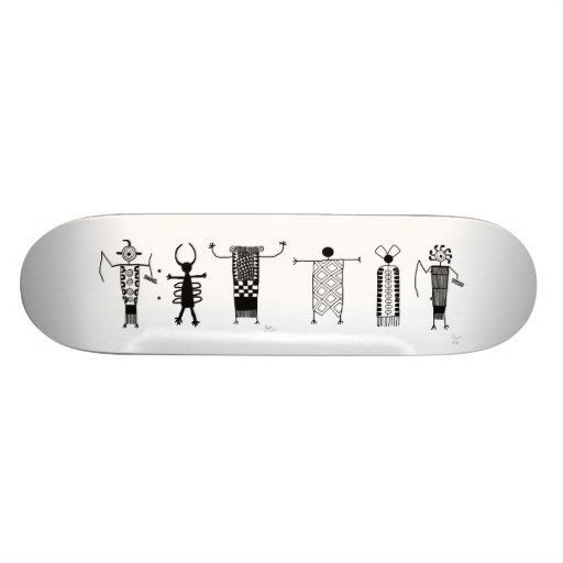 Rock Art Peoples on Skateboard Deck