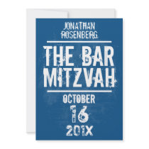Rock Band Bar Mitzvah Invitation All Type in Blue