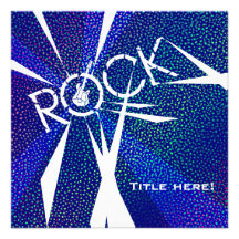 Rock [Blue] - Music Party Invitations