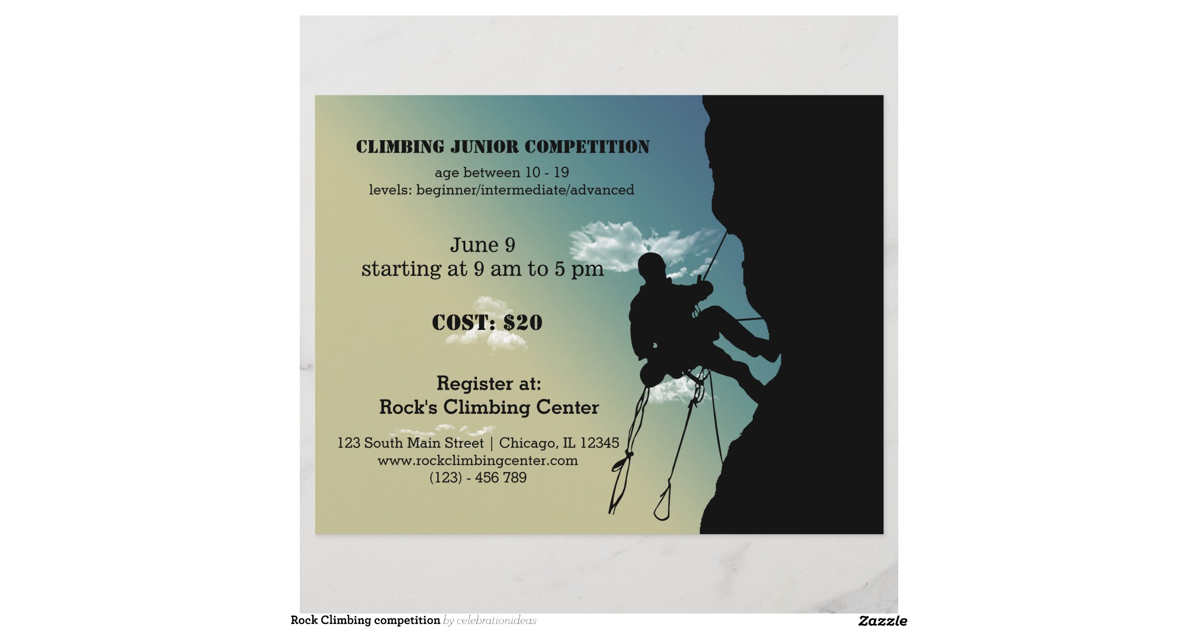 Rock Climbing competition Full Colour Flyer Zazzle