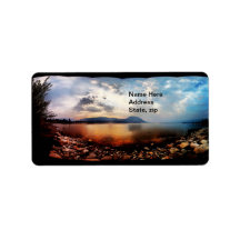 Rock lake dark Blue Cloud Address label