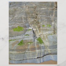 Rock mountain wall with lichens against blue sky flyer design