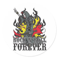 Rock N Roll Forever Round Stickers