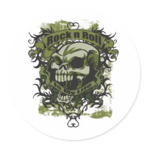 Rock n Roll is my Life Skull Round Stickers