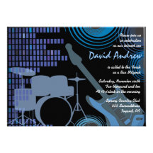 Rock n Roll Musical Bar Bat Mitzvah Invitation