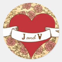 Rock 'n' Roll Wedding (Roses) Favour Sticker / Sea