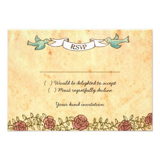 Rock 'n' Roll Wedding (Roses) RSVP w/ envelopes Custom Invite