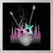 rock on electric guitars vector posters