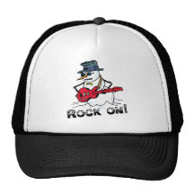 Rock On Guitar Playing Snowman Hats