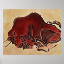 Rock painting of a bison, late Magdalenian Posters