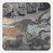Rock painting of a bull and horses, c.17000 BC (ca Sticker