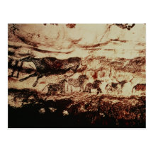 Rock painting of a leaping cow postcard