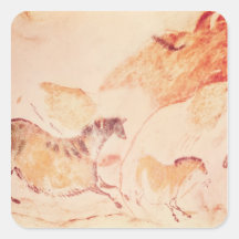 Rock painting of horses, c.17000 BC Square Stickers