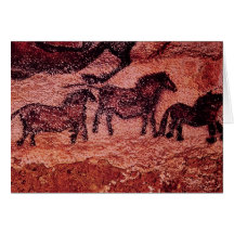 Rock painting of tarpans , c.17000 BC Greeting Card