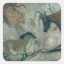 Rock painting showing a horse and a cow, c.17000 B Square Sticker