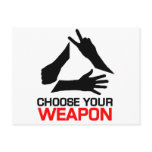 Rock, Paper, Scissors, Choose Your weapon Postcards