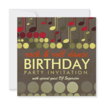 Rock & Roll Music Birthday Party Invitation