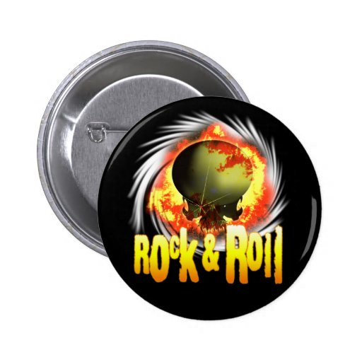 Rock & Roll Skull Round Button